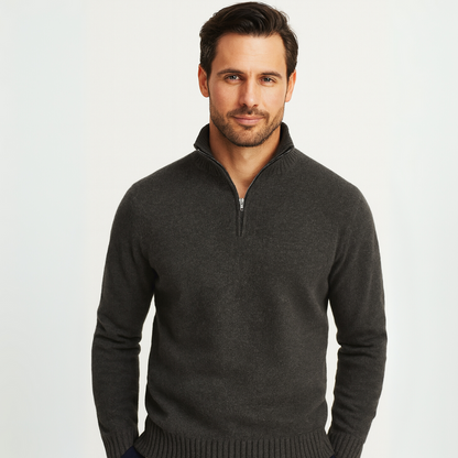 Men’s Ribbed Collar Quarter Zip Sweater