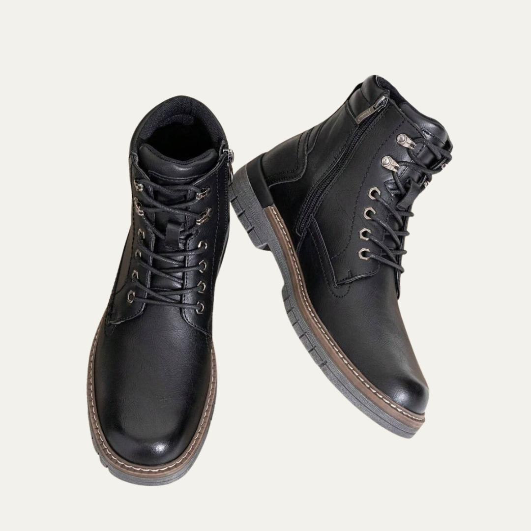 Men’s Military Style Lace Up Combat Boots with Lug Sole