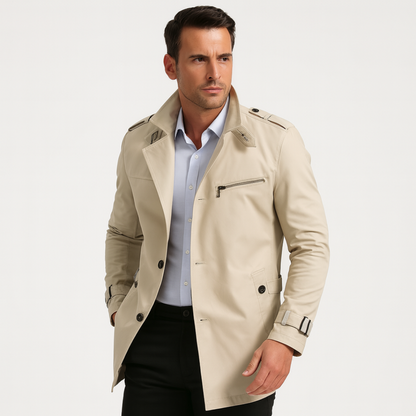 Men’s Long Single Breasted Trench Coat