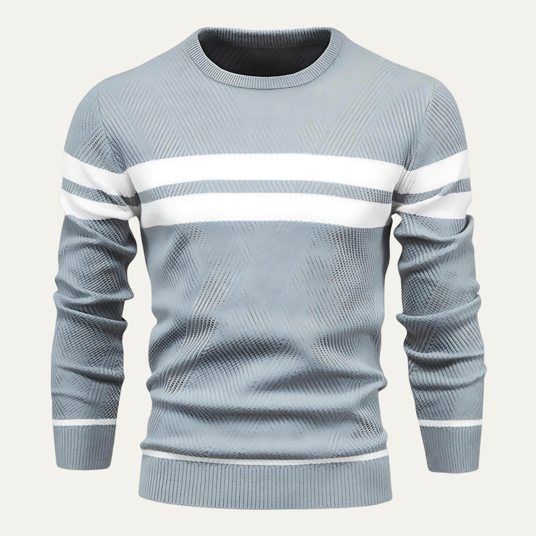 Men’s Double Stripe Textured Knit Sweater