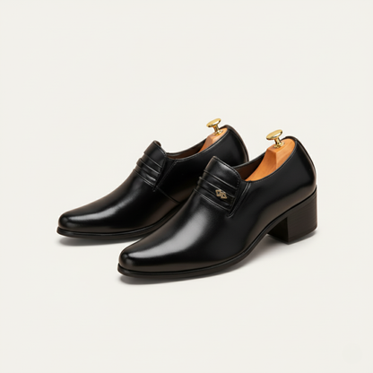 The Lazise Men’s Cuban Heel Dress Shoes – Leather Slip On Formal Loafers