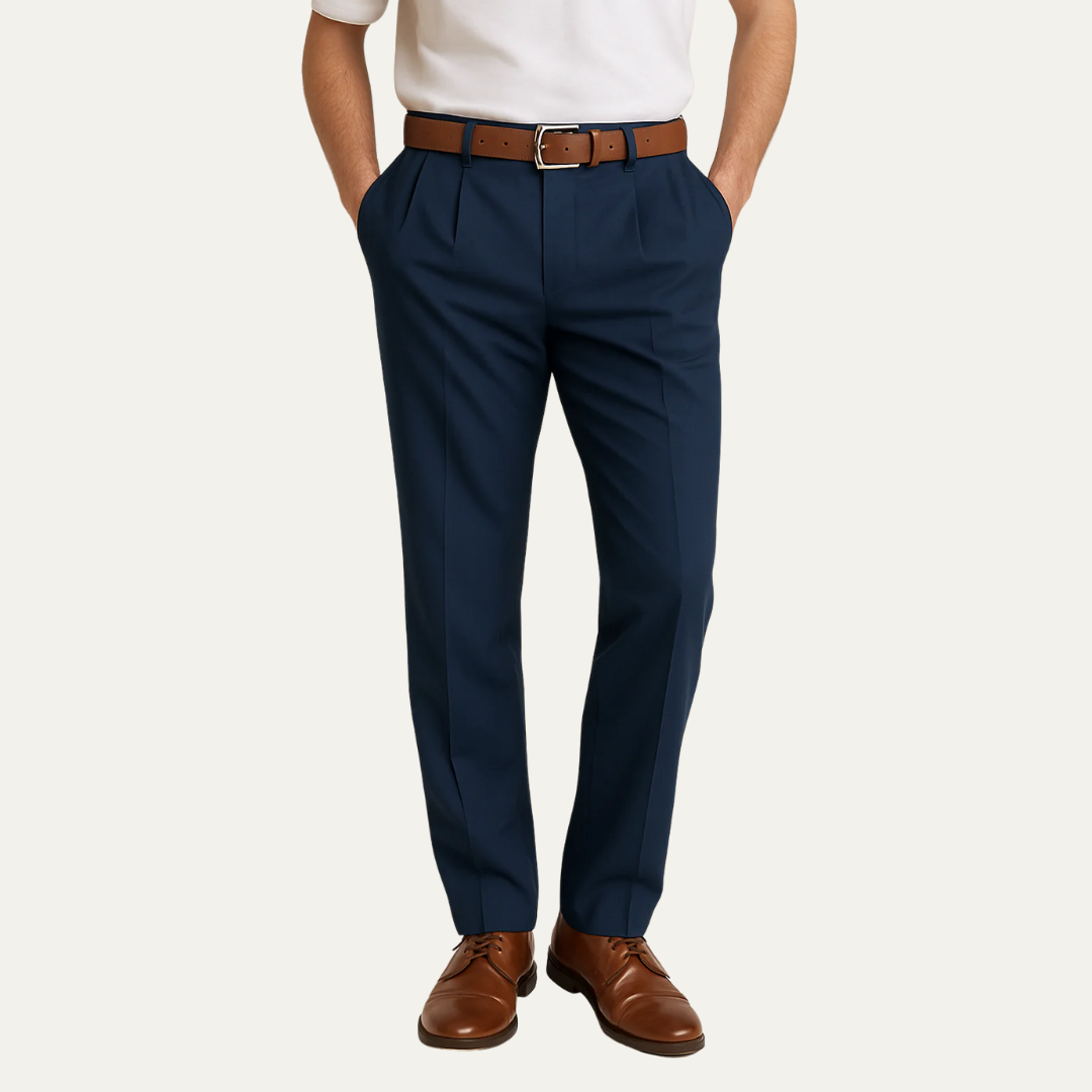 Men’s Classic Single-Pleat Dress Trousers