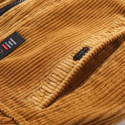 Men’s Corduroy Bomber Jacket with Plush Collar
