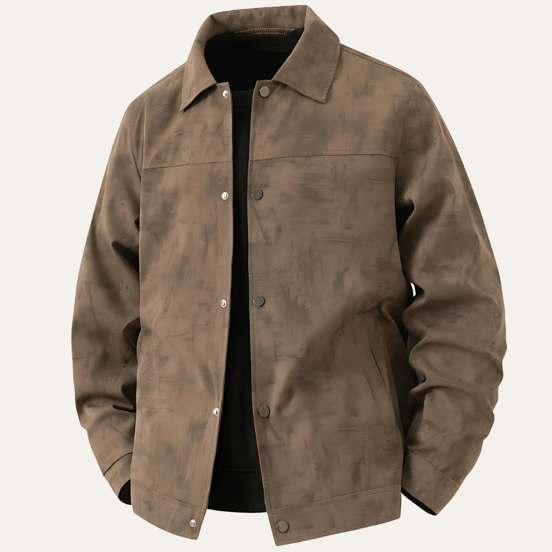 Men’s Distressed Texture Chore Shirt Jacket