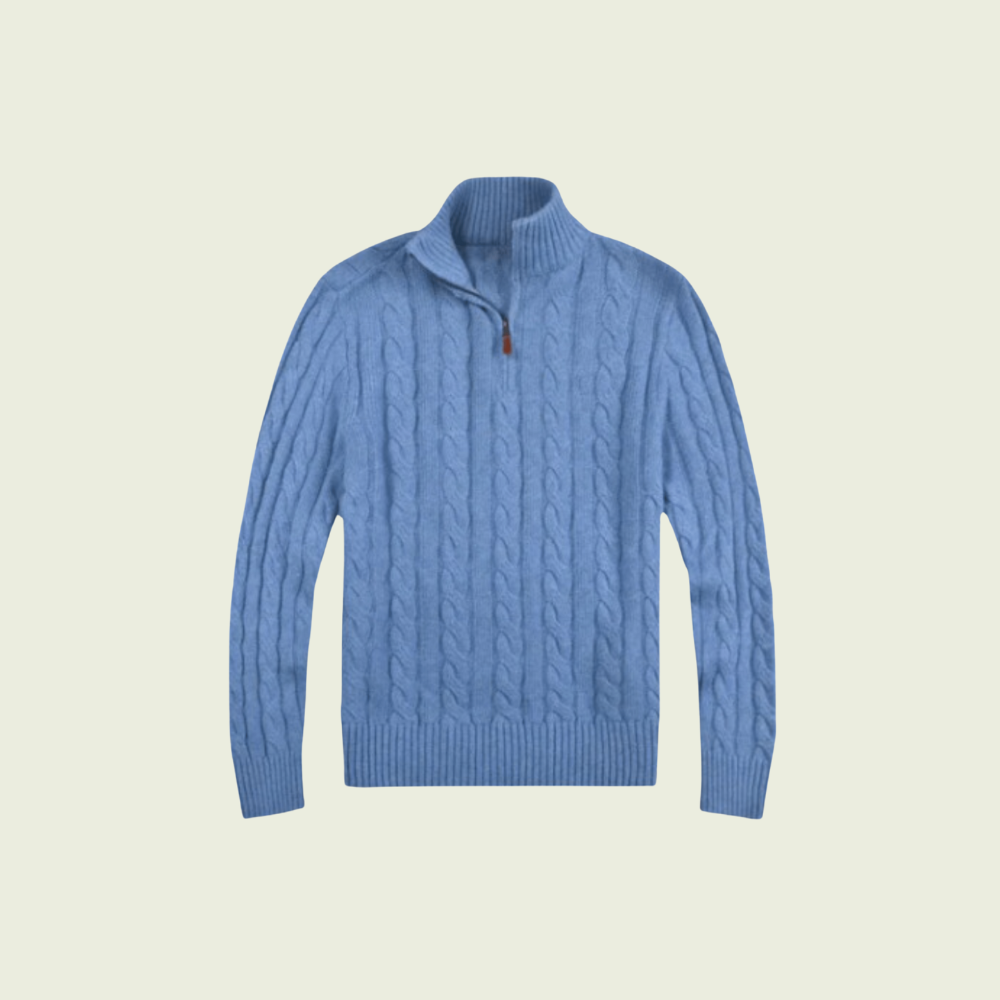 Men’s Heavy Cable Knit Quarter Zip Sweater