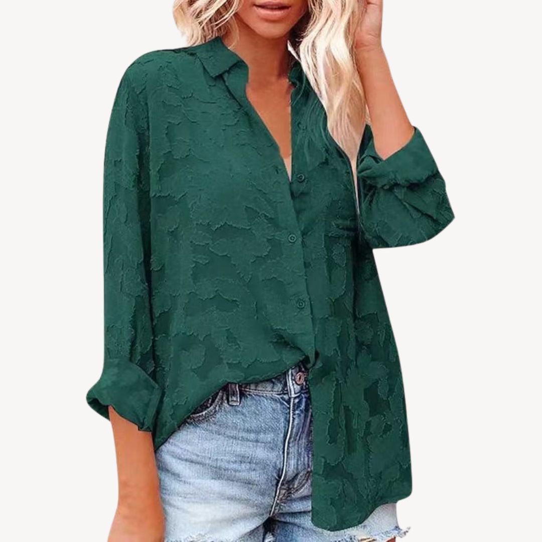 Women's Lace Print Button-Up Shirt