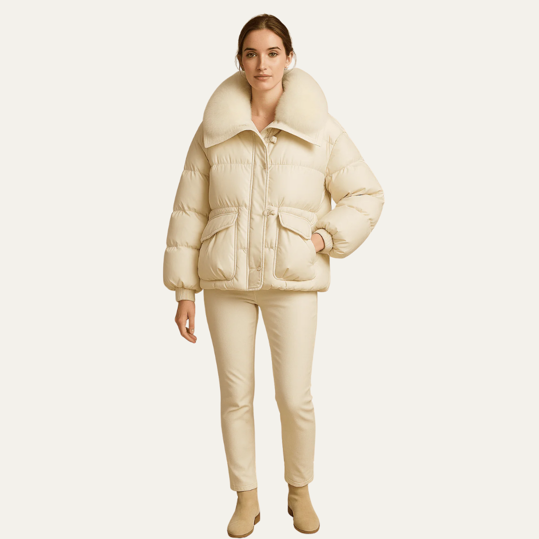 Women’s Fur Quilted Cropped Puffer Jacket