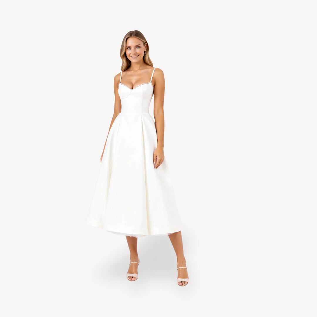 Women's A-Line Midi Dress Cotton Pockets