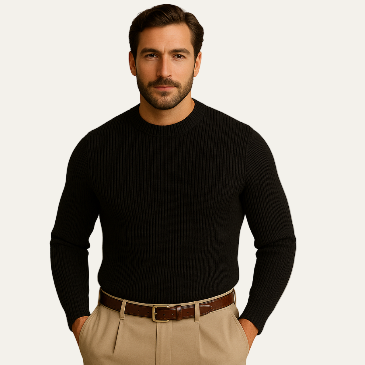 Men’s Ribbed Knit Crewneck Sweater