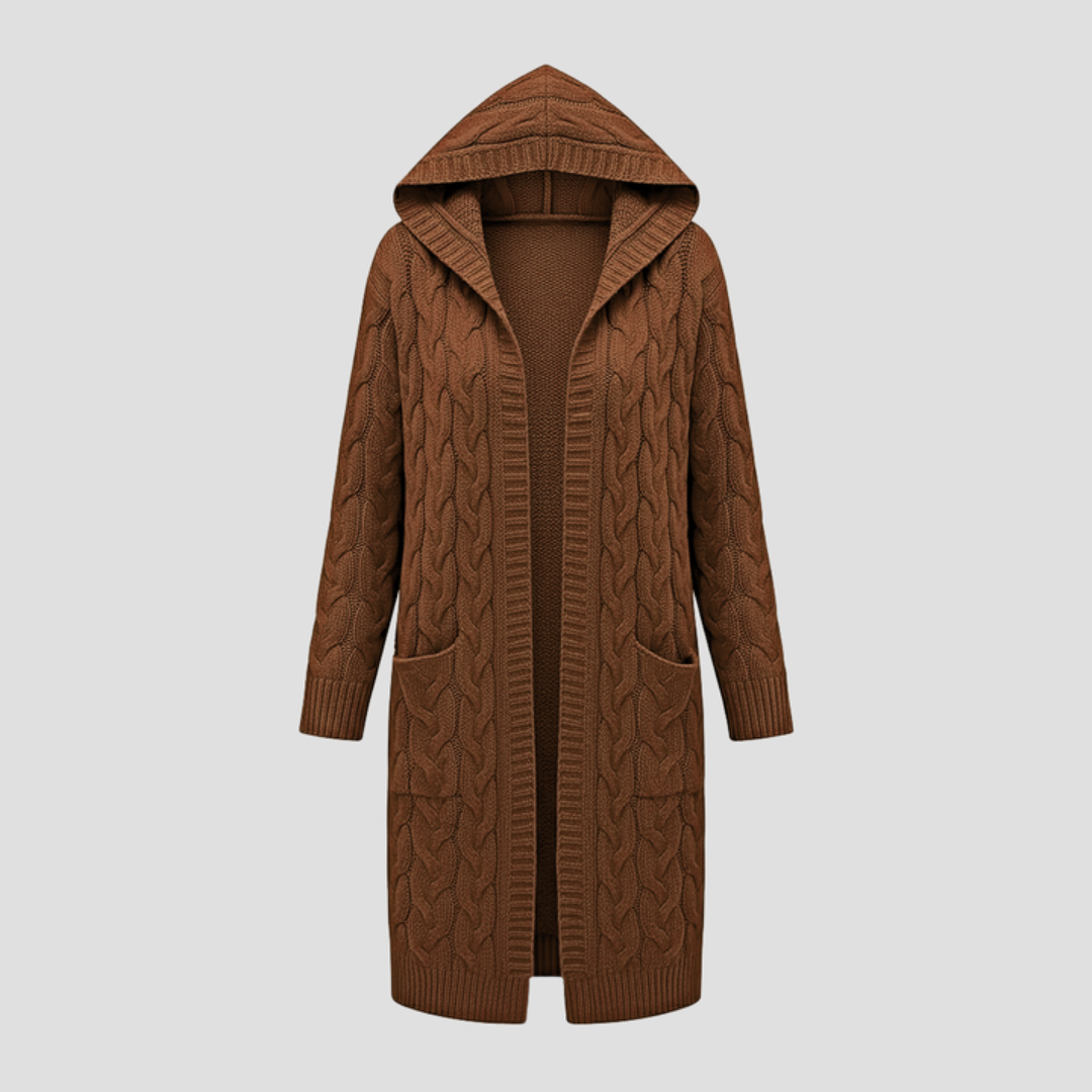 Cozy Cable Knit Open Front Cardigan - BritishElegance