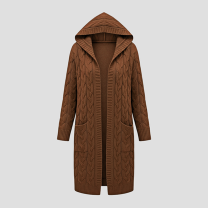 Cozy Cable Knit Open Front Cardigan - BritishElegance