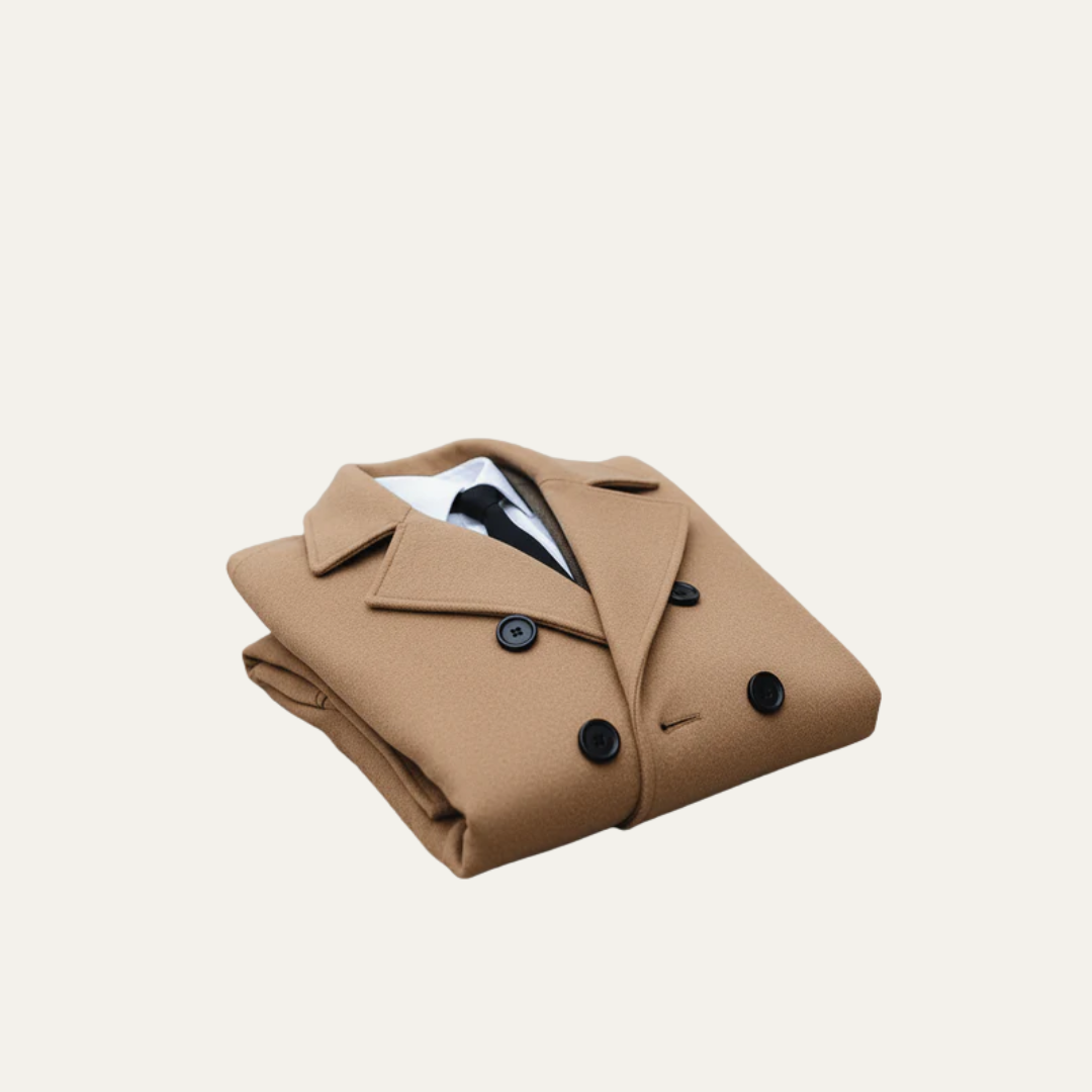 Men’s Double Breasted Notched Lapel Overcoat
