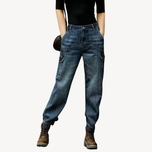 Women's Denim Cargo Jogger Jeans