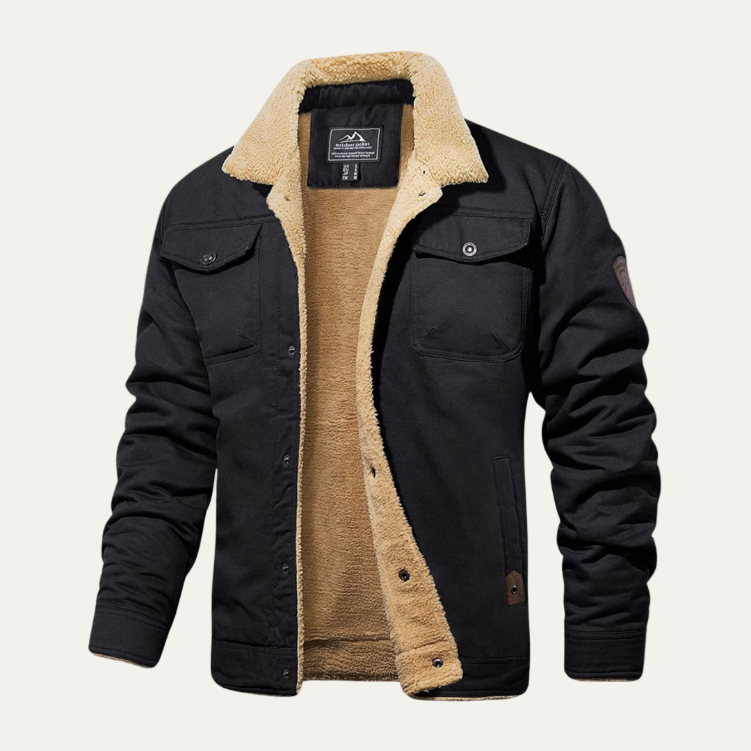 Men’s Heavy Faux Shearling Lined Utility Jacket