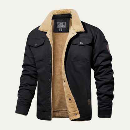 Men’s Heavy Faux Shearling Lined Utility Jacket