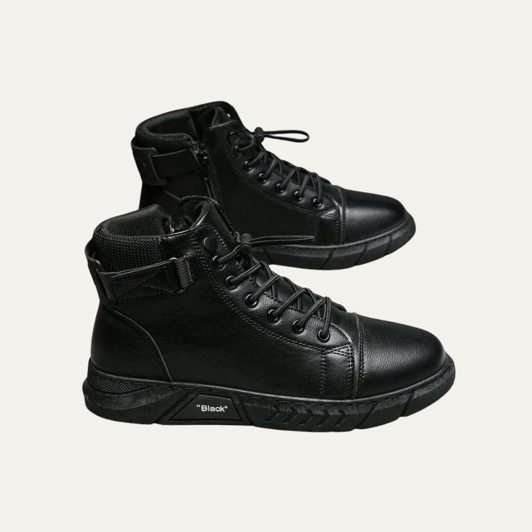 Men’s High Top Sneaker Boot with Strap and Lug Sole