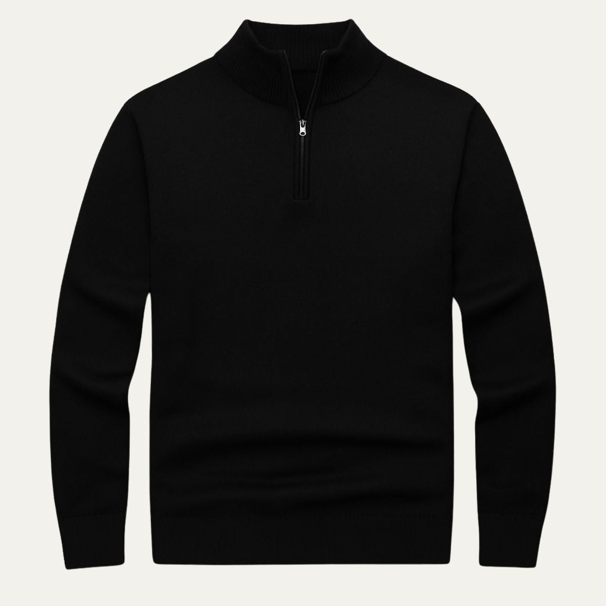 Men’s Solid Quarter Zip Stand Collar Pullover