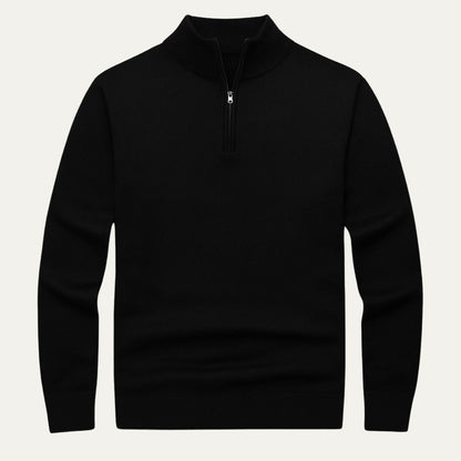 Men’s Solid Quarter Zip Stand Collar Pullover