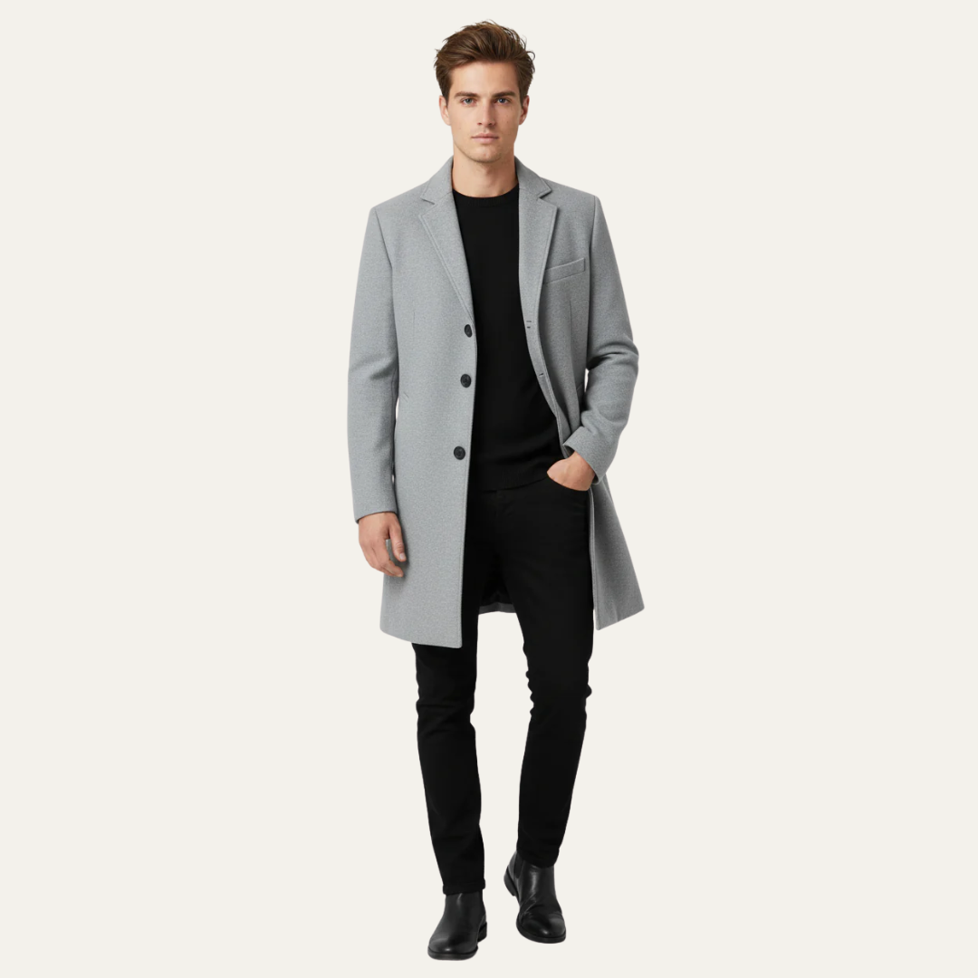 Men’s Classic Winter Single-Breasted Trench Coat