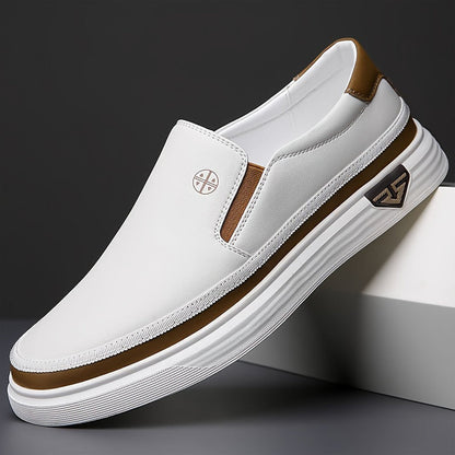 Jackson | Men’s Slip-On Loafers – White Casual Leather Sneakers