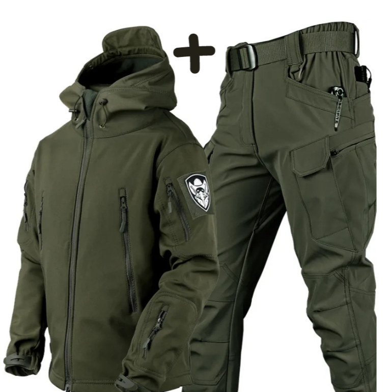 Rugged Men's Military Jacket and Pants Combo - BritishElegance