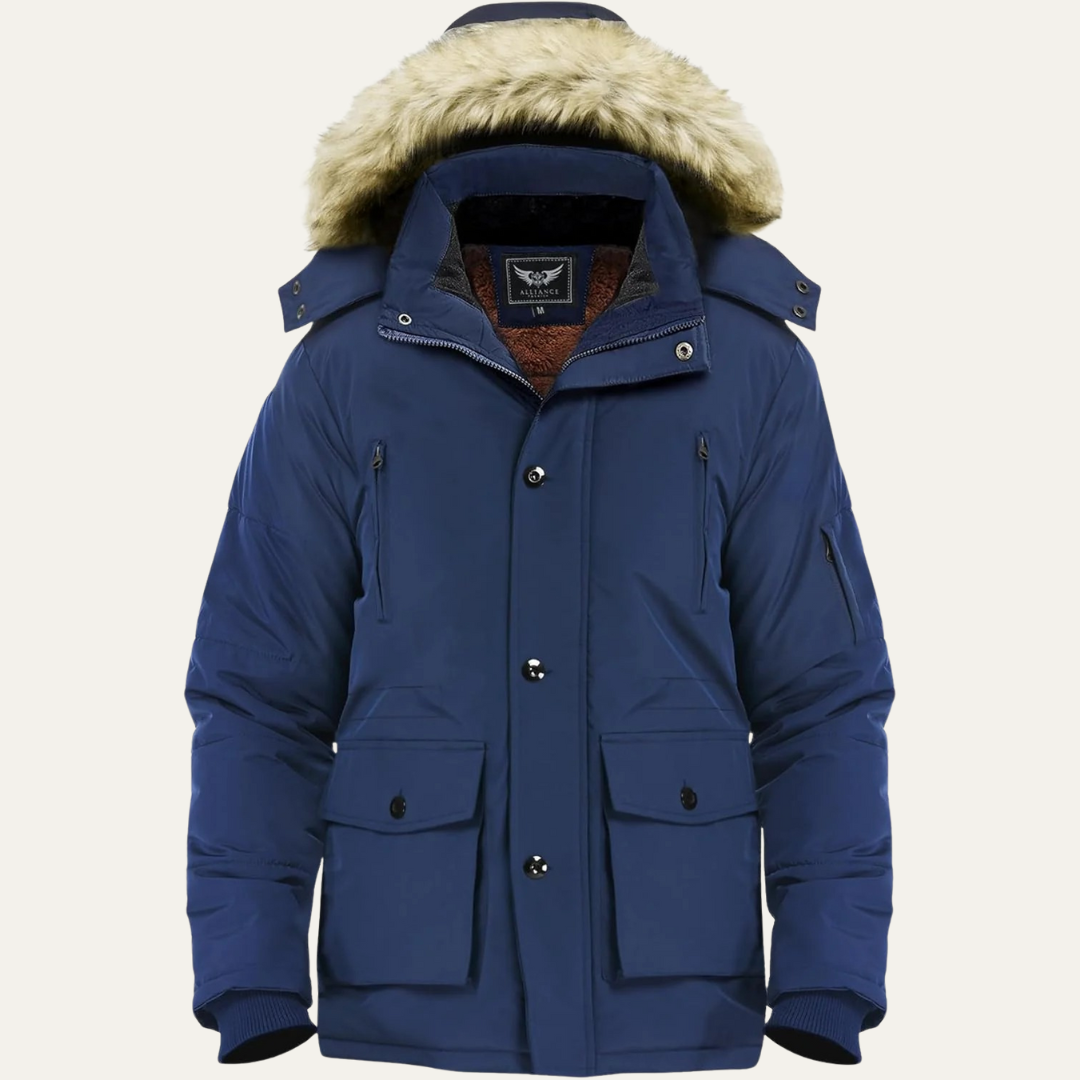 Men’s Mid Length Winter Parka with Detachable Hood