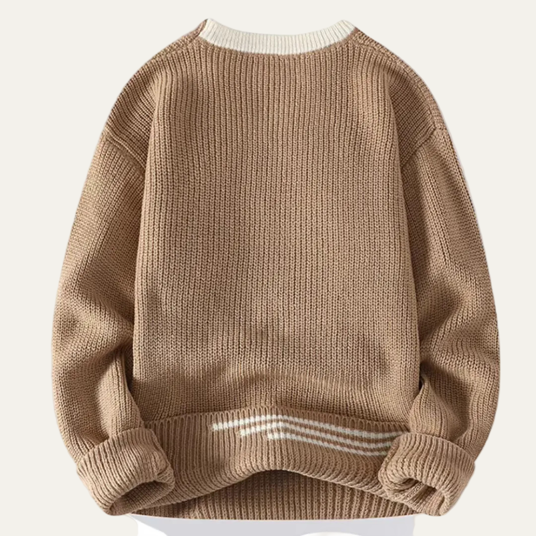Men’s Ribbed Stripe Trim Sweater