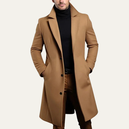 Men’s Long Tailored Three-Button Overcoat