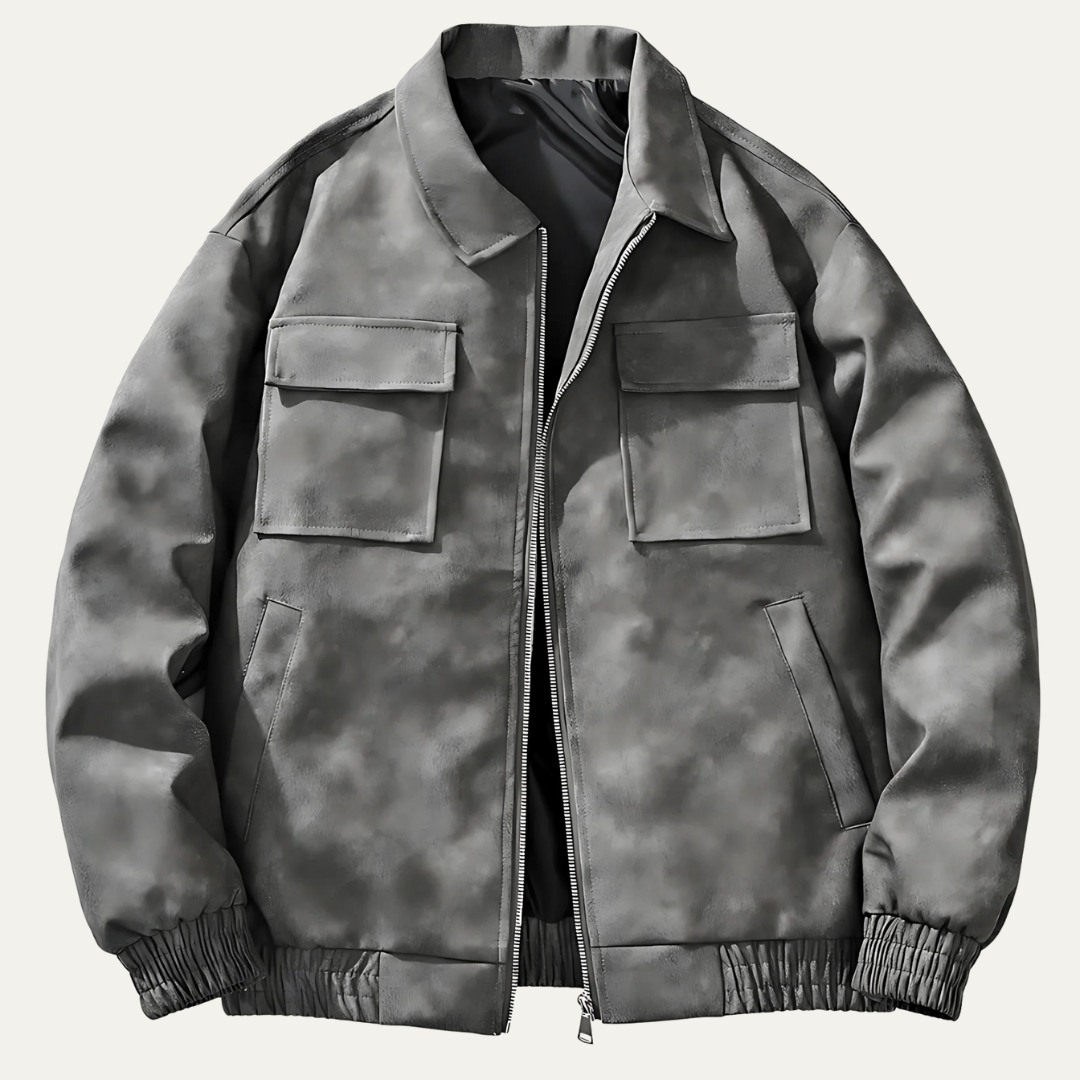 Men’s Relaxed Fit Bomber Jacket with Chest Flap Pockets