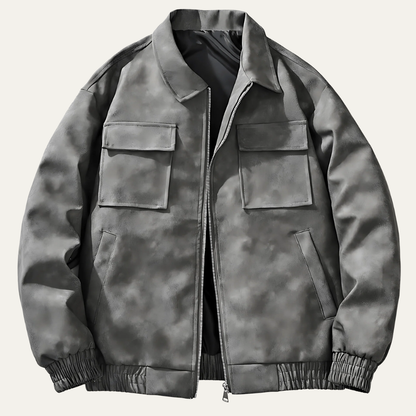 Men’s Relaxed Fit Bomber Jacket with Chest Flap Pockets