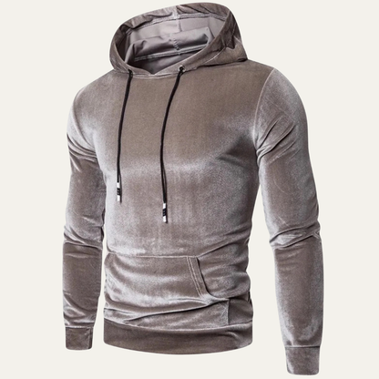 Men’s Velvet Pullover Hoodie with Kangaroo Pocket