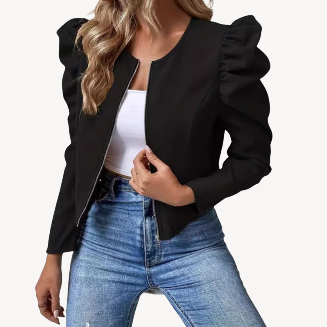 Puff Sleeve Zip-Up Jacket Women