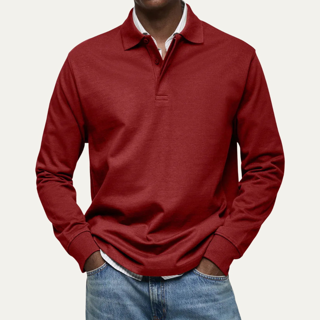 Men’s Long Sleeve Polo in Heavy Jersey Knit