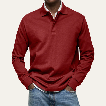 Men’s Long Sleeve Polo in Heavy Jersey Knit