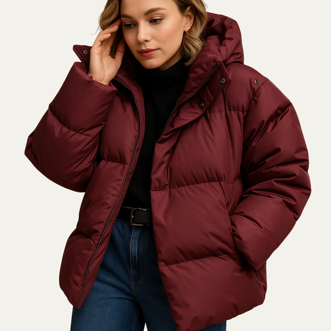 Women’s Lightweight Hooded Stand Collar Puffer Jacket