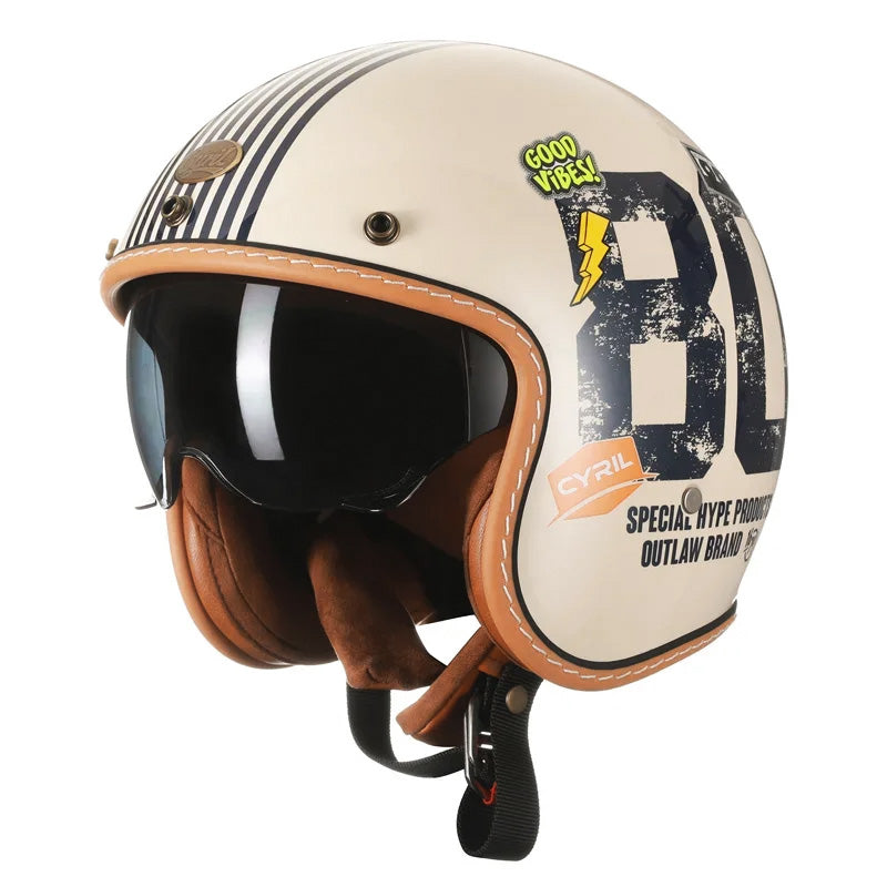 Classic Open Face Motorcycle Helmet DOT Certified Pro - BritishElegance
