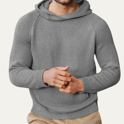 Men’s Ribbed Knit Hoodie With Raglan Sleeves