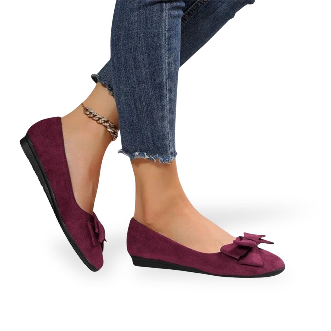Suede Bow Orthopedic Flats Women