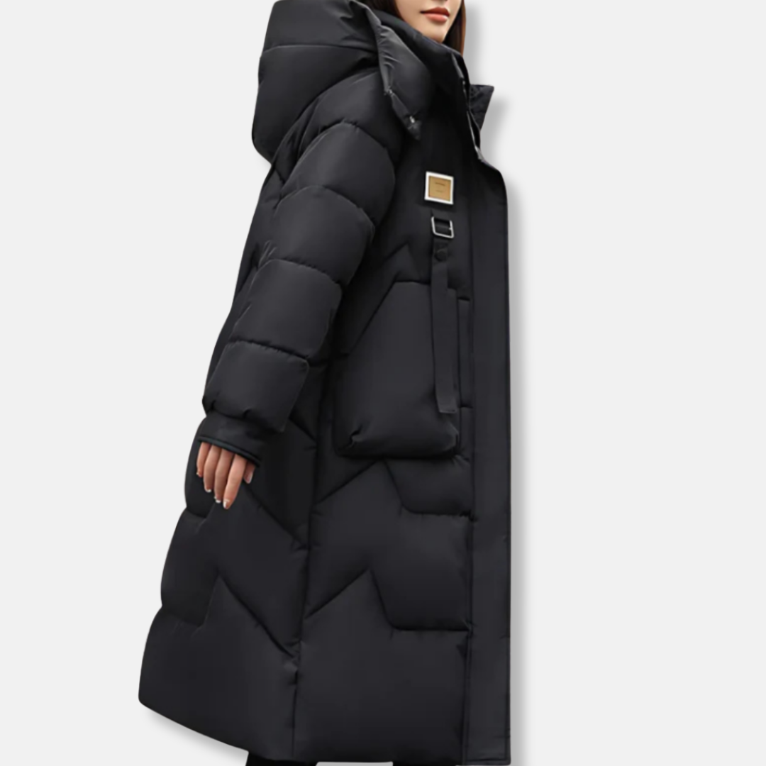 Women’s Trench Coat – Oversized Relaxed Fit – Quilted Long Insulated Hooded Design