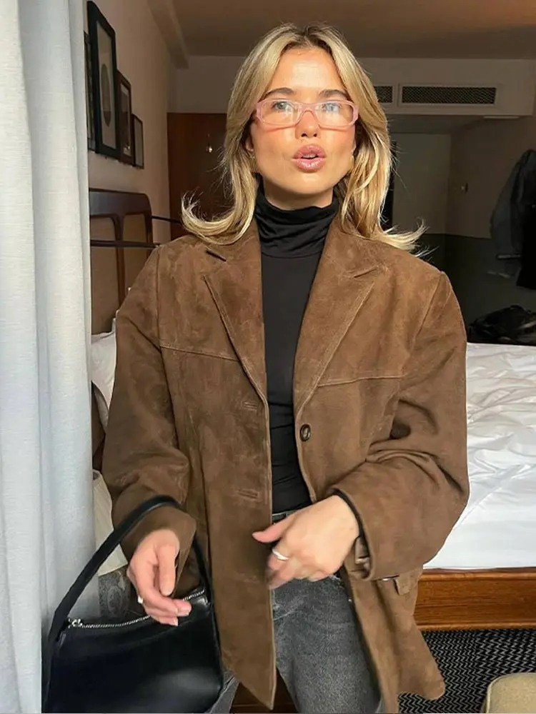 Large Suede Trench Coat | Elegant Daily Wear - BritishElegance