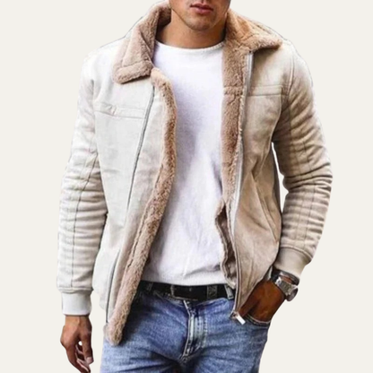 Men’s Shearling Lined Suede Bomber Jacket