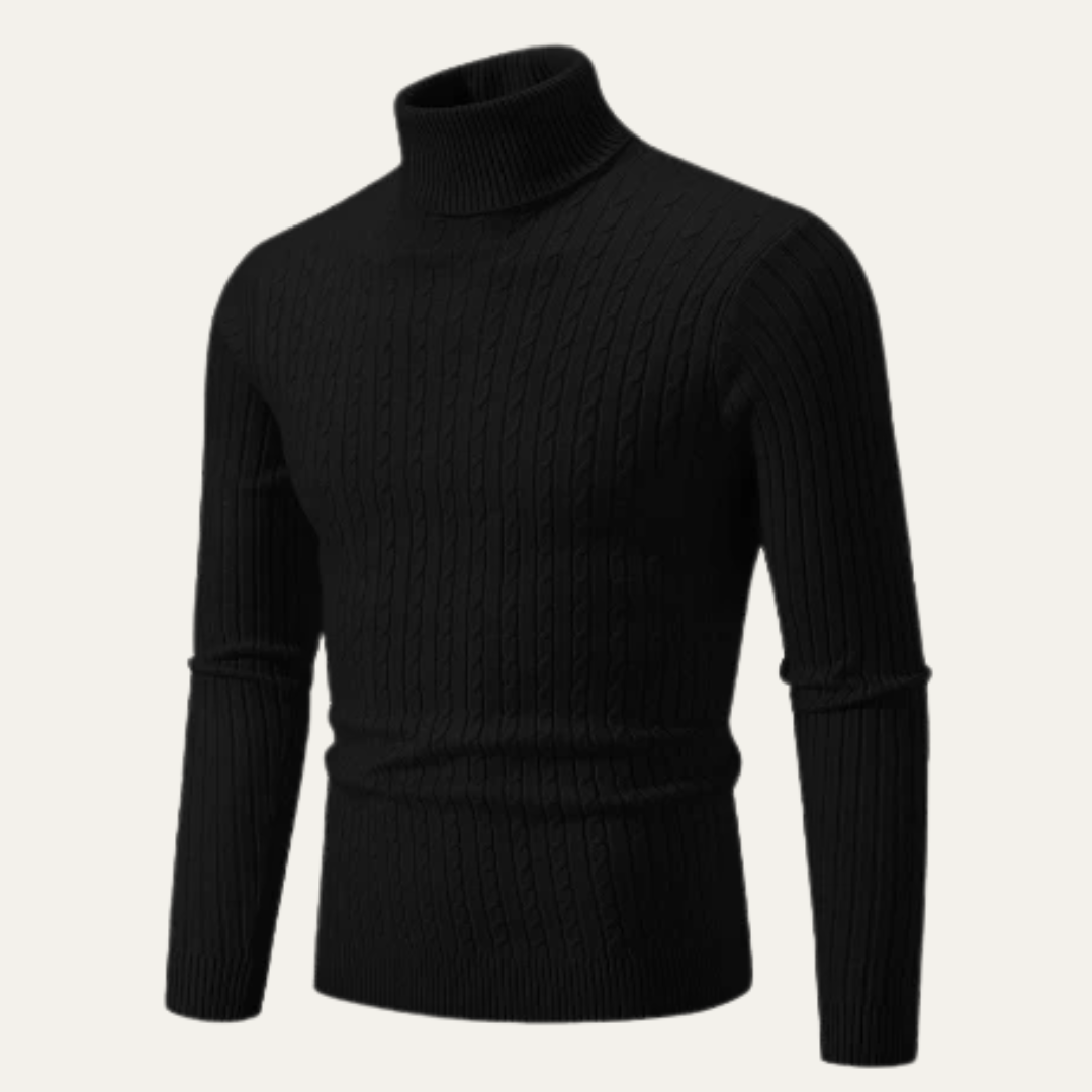Men’s Slim Fit Cable Knit Turtleneck Sweater