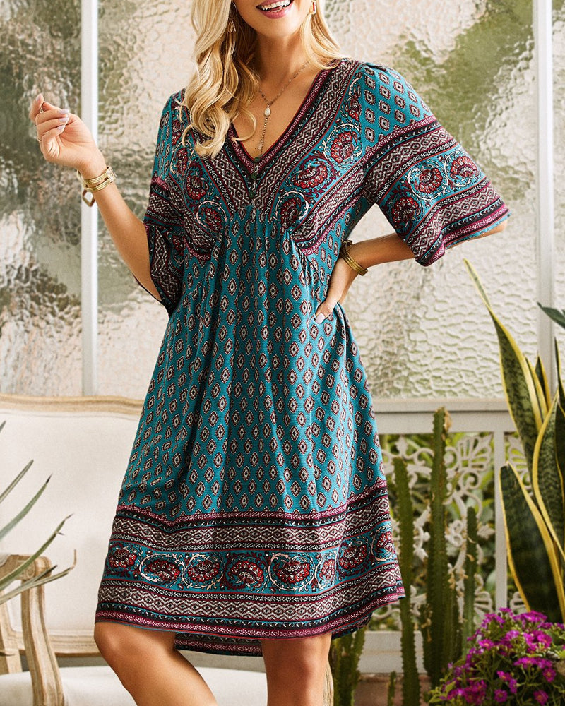 Sunny Floral V-Neck Summer Dress for Women - BritishElegance