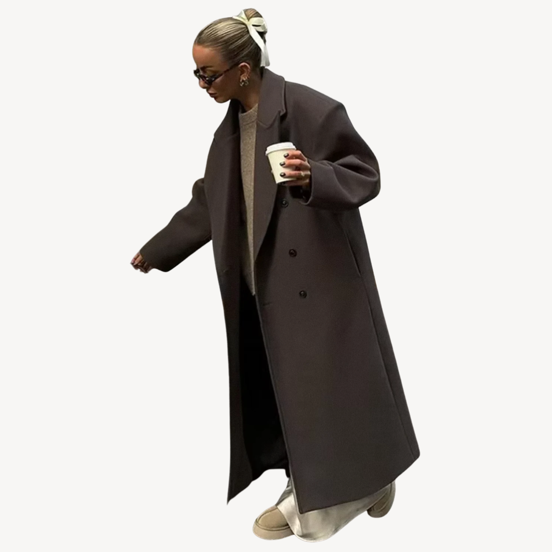 Women's Wool Blend Button Front Long Coat