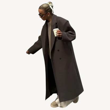 Women's Wool Blend Button Front Long Coat