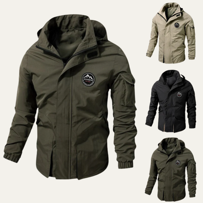 Men’s Heavy Duty Tactical Jacket with Hood and Sleeve Cargo Pocket