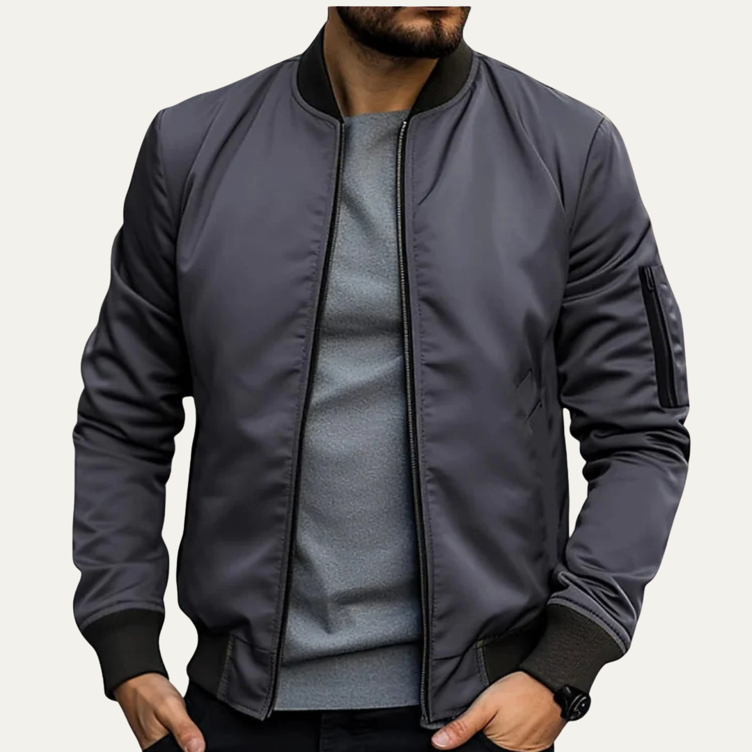 Men’s Modern Smooth Fabric Bomber Jacket