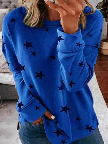 Cozy Winter Women's Star Pattern Sweatshirt - BritishElegance