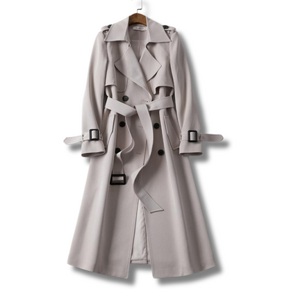 Elegant Long Trench Coat With Belt - Must-have For Autumn And Spring