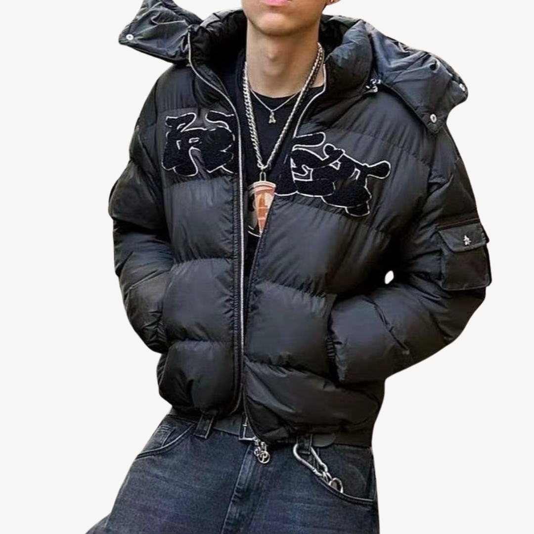 Men's Graphic Hooded Puffer Jacket